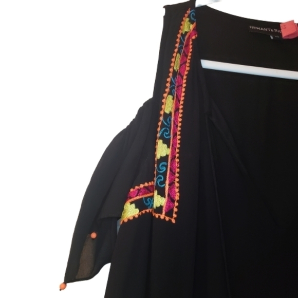 Hemant & Nandita 100% Silk Multicolored Embroidered Coastland Tunic Dress - Picture 3 of 8